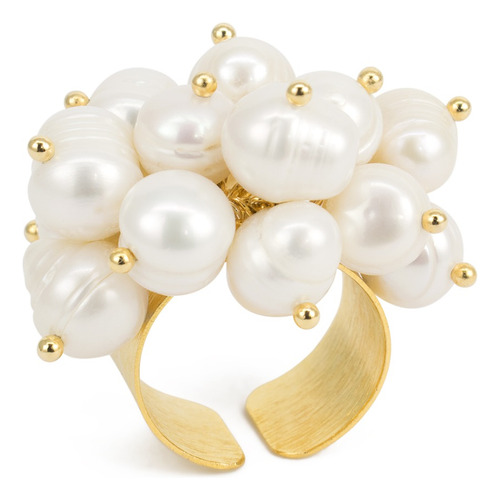 Anillos Perlas Cultivadas Mujer Chapa Oro Joyas De Moda Fina
