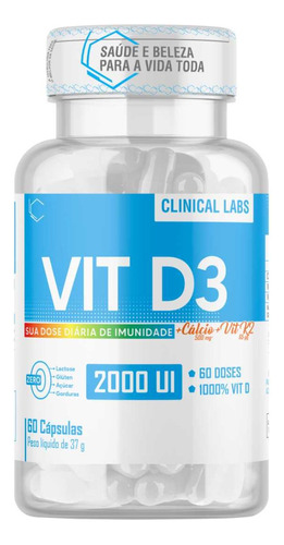 Vitamina D3 2000ui C/ Cálcio + Mk7 60 Doses