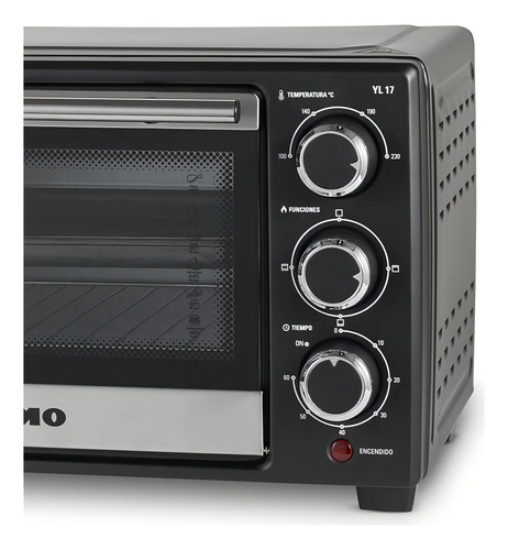 Horno Yelmo Hornito Electrico 17l Potente Con Temporizador Color Negro