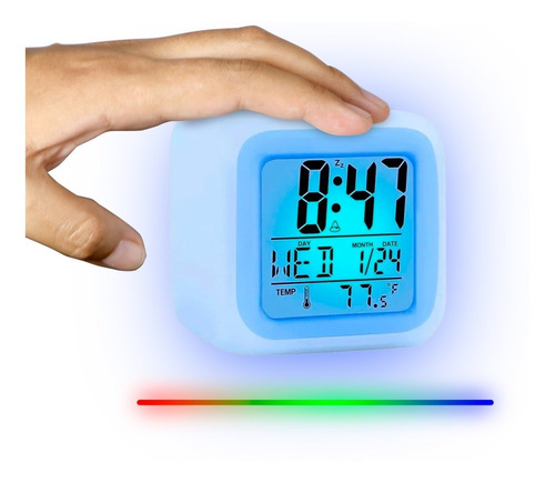 Reloj Despertador Digital De Cubo Con Luz Led Multicolor