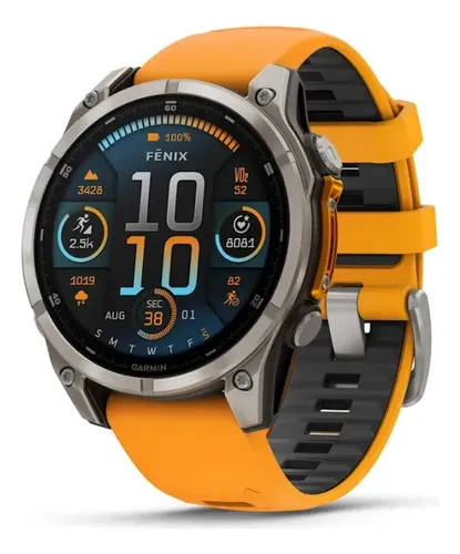 Relogio Garmin Fenix 8 51mm Amoled Saphira Orange 02905-10 | Frete