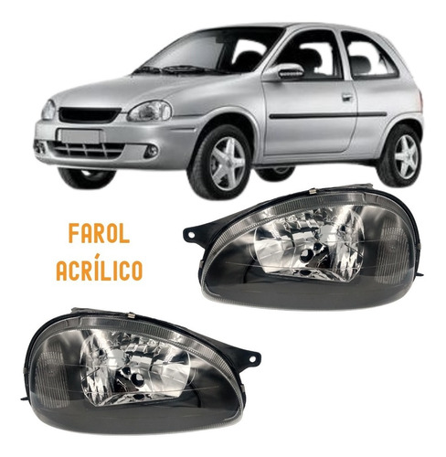 Par Farol Corsa M.negra Wind Sedan Classic 94 Á 03 Acrílico