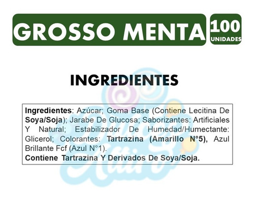 Imagen 2 de 4 de Chicle Grosso Menta Display 100 Unidades 7gr