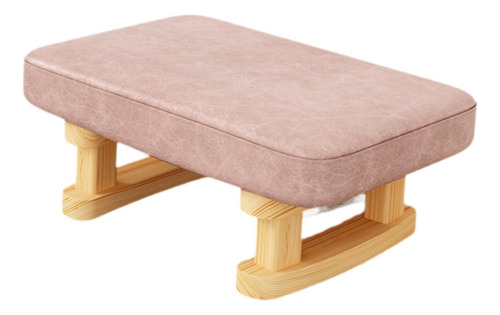Taburete Rectangular Corto, Taburete Acolchado, Rosa
