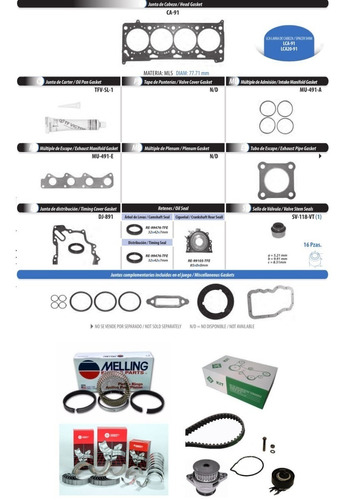 Kit Ajuste Juntas Anillos Metales Distrib Vw Gol 1.6 2009-11