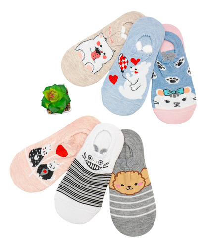 Calcetines 12pzs Algodón Tobitin Tines De Mujer Animalitos Multicolor Único