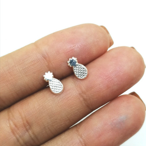 Aretes Broqueles Piña Piñita De Plata Ley .925 Dama Niña