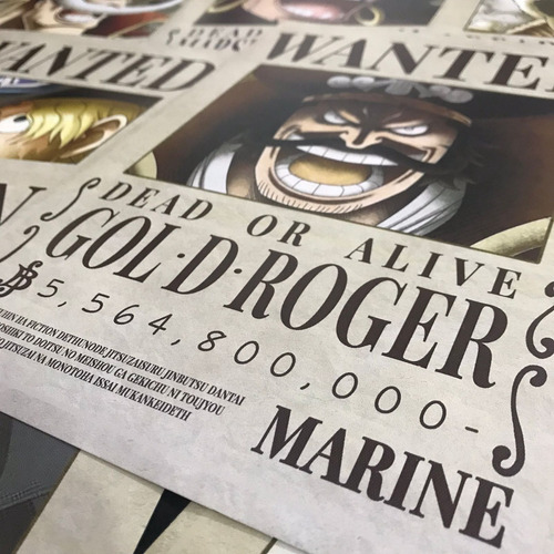 Imagen 2 de 4 de Cartel Wanted Grosos X 9 One Piece Se Busca - Animeras