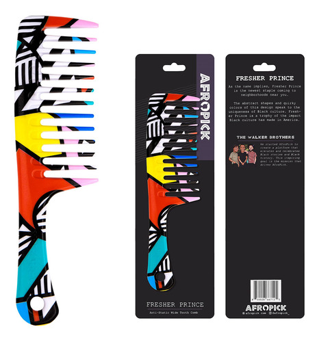 Afropick Peine De Plástico Antiestático De Dientes Anchos Pa