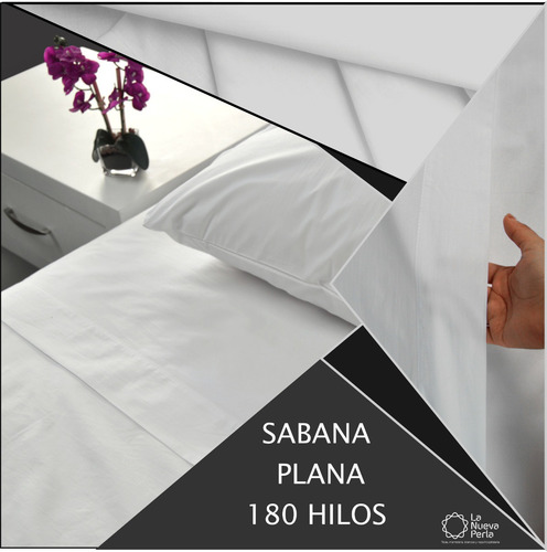 1 Pz. Sabana Plana Hotelera Queen Size 144 Hilos 235x250 Color Blanco Diseño de la tela Liso