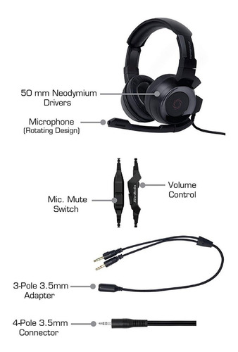 Diadema Gamer Avermedia Sonicwave Gh335 Negro, Pc, Ps4, Xbox Color Negro
