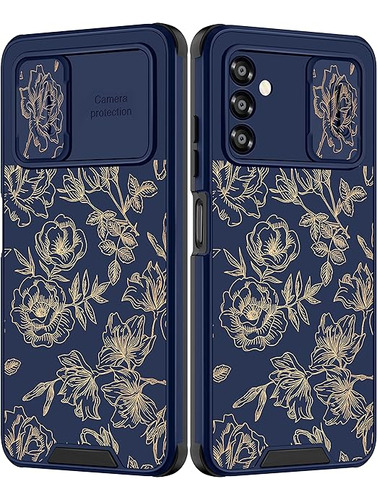 Funda Para Samsung A13 C/protector De Camara Flor Dorada