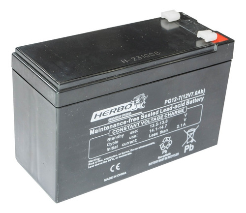 Bateria Herbo De Gel Pg12-7  Amperes Alarma  Recargable ..