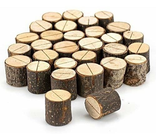 Miniatura 30 Soportes De Madera Rustica Para Colocar Tarjet