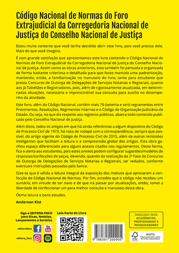 Normas Do Foro Extrajudicial Da Corregedoria Nacional De Justiça, De Anderson Scherner Kist., Vol. 1. Editorial Editora Foco, Capa Mole, Edição 1 Em Português, 2024