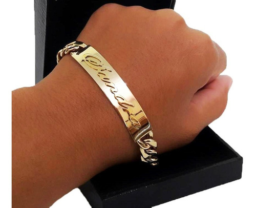 Pulseira Grumet Placa 22 Gramas 10mm Ouro 18k 750