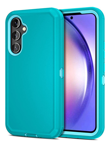 Funda Samsung A54 5g Silicona De Doble Capa - Verde Azulado