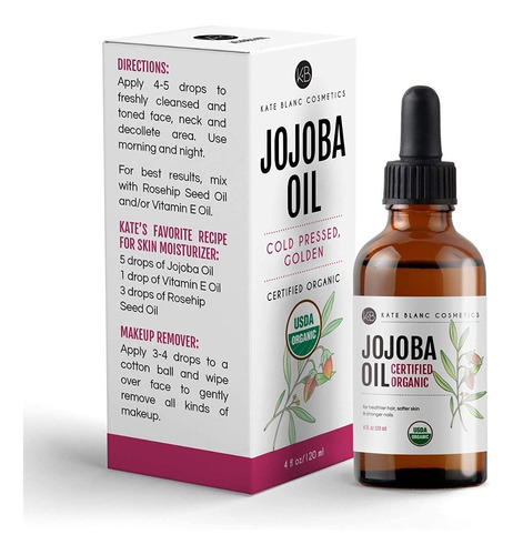 Aceite Jojoba Orgánico Prensado En Frío Sin Refinar 120ml