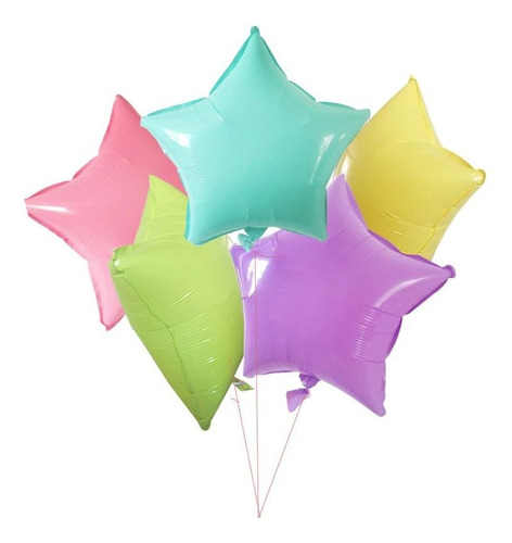 12 Globos Estrella Gellibean #22, 55 Cm Colores Pastel