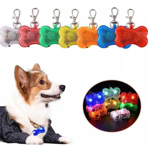 Placa Collar Colgante Luz Led Para Perros Y Gatos + Bateria 