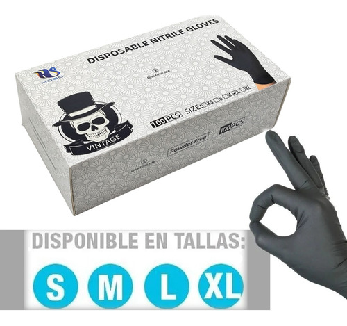 Guantes De Barbero Aseo Cocina Nitrilo Desechables 100 Pcs