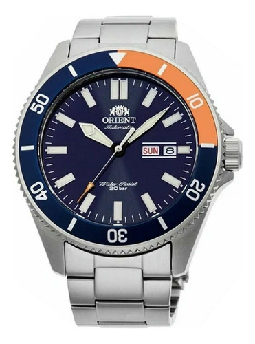 Reloj Orient Ra-aa0913l Hombre Diver Automático Kano Color De La Malla Plateado Color Del Bisel Azul Y Naranja Color Del Fondo Azul
