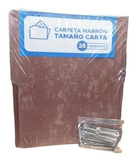 Carpeta Fibra Marron Carta (paquete 25 + Ganchos)