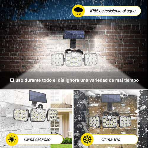 Imagen 3 de 8 de 138 Led Lámpara Solar De Pared Exteriores Sensor Luz 3 Modos