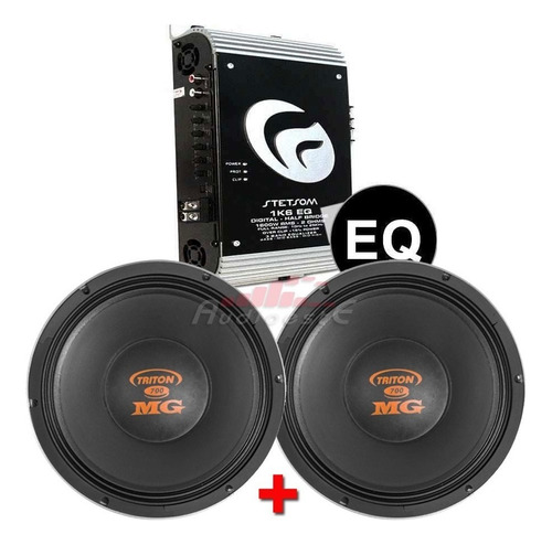 Kit 2 Alto Falantes Woofer Triton 700w+módulo Stetsom 1k6 Eq