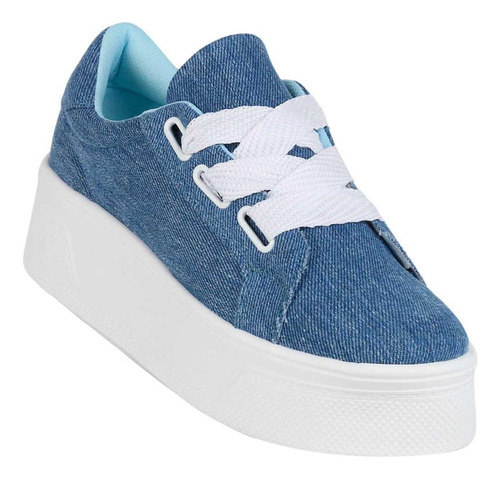 Tenis Mujer Casual Plataforma Azul Stfashion 24104006