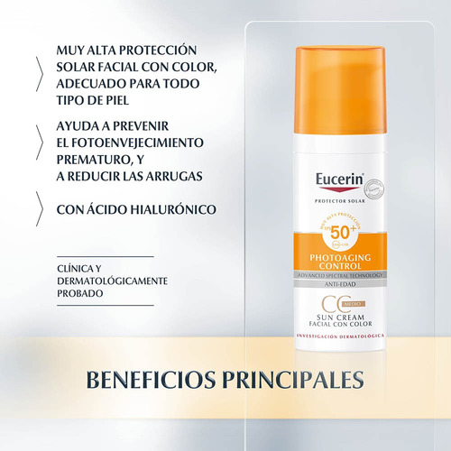 Eucerin sun CC tono medio protector solar photoacting control FPS 50 en crema de 50ml