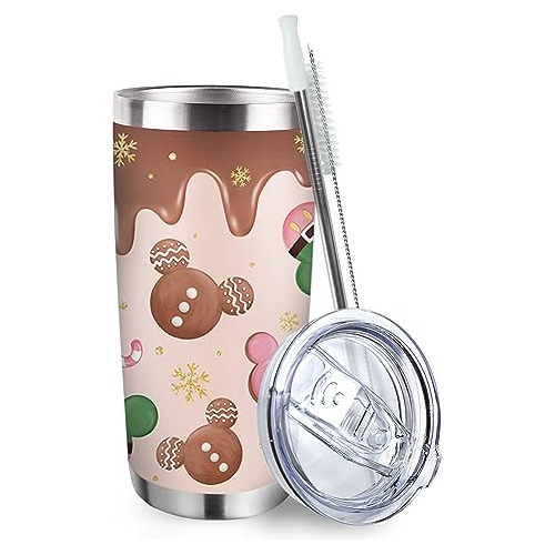 Zzkol Christmas Ratón Dulce Tumbler Con Tapa Y Paja, Pg5nc