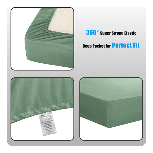 Juego De Sábanas De 4 Piezas Verde Salvia Matrimonial 110gsm