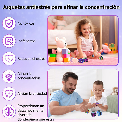 Cubo Antiestres, 4pcs Fidget Cubo Alivia El Estrés Y La