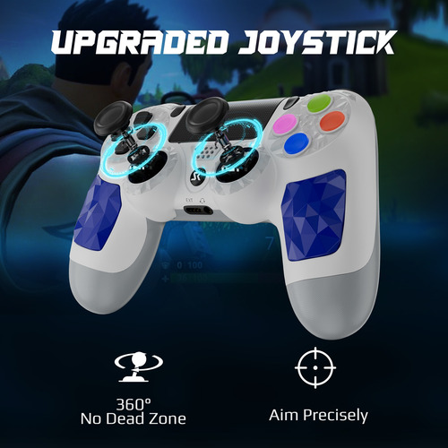 2 Pcs Control Inalámbricos Bluetooth Para Ps4 Blanco Y Negro