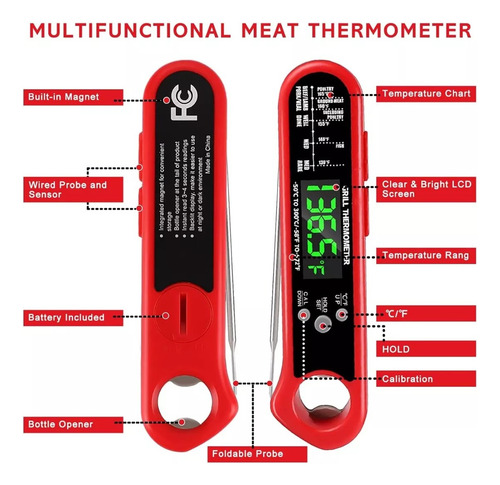 Termómetro Digital De Carne Cocina De Tres Sonda Para Horno