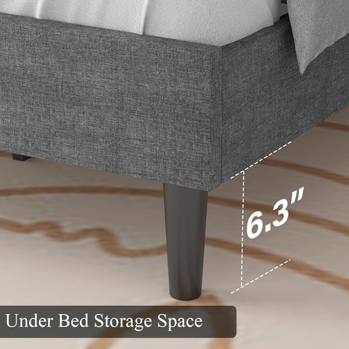 Base De Cama Individual Hombck Tapizada Con Lino Gris