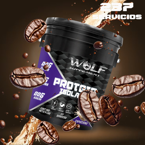 Proteína Whey Hs Hidrolizada Isolate Wolf 9kg Sabores Capuchino
