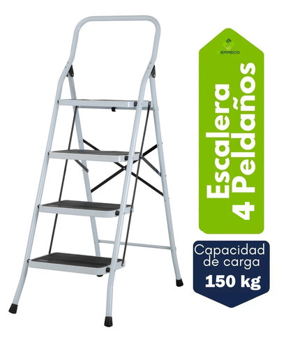 Escalera Tubular Plegable 4 Peldaños Pasos Alta Calidad