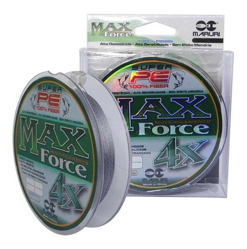 Linha de pesca Maruri Linha de Pesca Multifilamento Maruri Max Force 4X Cinza 0.27mm 39 Lb 300m cinza