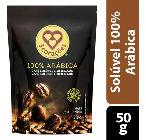 Café Solúvel Liofilizado 100% Arábica Refil 50g 3 Corações