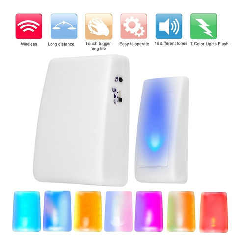 7 Color Light Flash 3 Mode Music Doorbell Chime Wireless Doo
