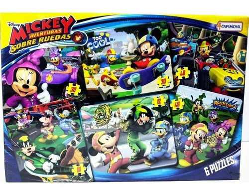 6 Puzzles Progresivos Mickey Aventura Sobre Ruedas Tapimovil