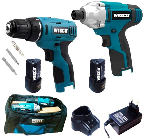 Imagem 2 de 3 de Kit Combo Parafusadeira E Chave De Impacto 12v Ws1000k2wesco