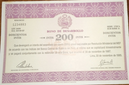 Bono De Desarrollo De 200 Intis