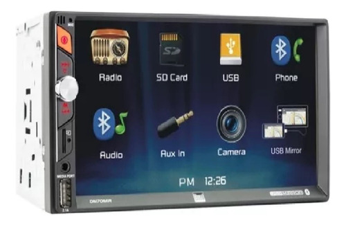 Auto Estereo De Pantalla Doble Dual Con Mirror Link Dm70mir Color Negro