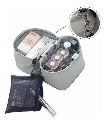 Bolsa, Neceser, Cosmetiquera De Viaje Color Beige
