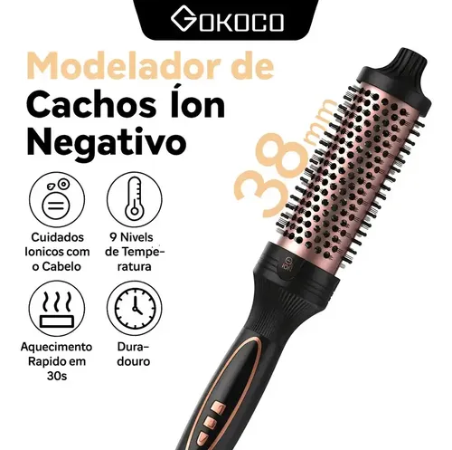 Escova Modeladora De Ions Negativosde 38mm/9 Ajustes De Temperatu...