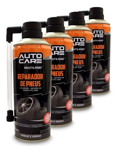 Imagem 3 de 6 de Kit 4 Reparo Pneu Selante Instantaneo Bicicleta Moto Spray