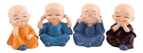 4 Monjes Figura Estatua Lindos Monjes Pequeños No Escuchan M